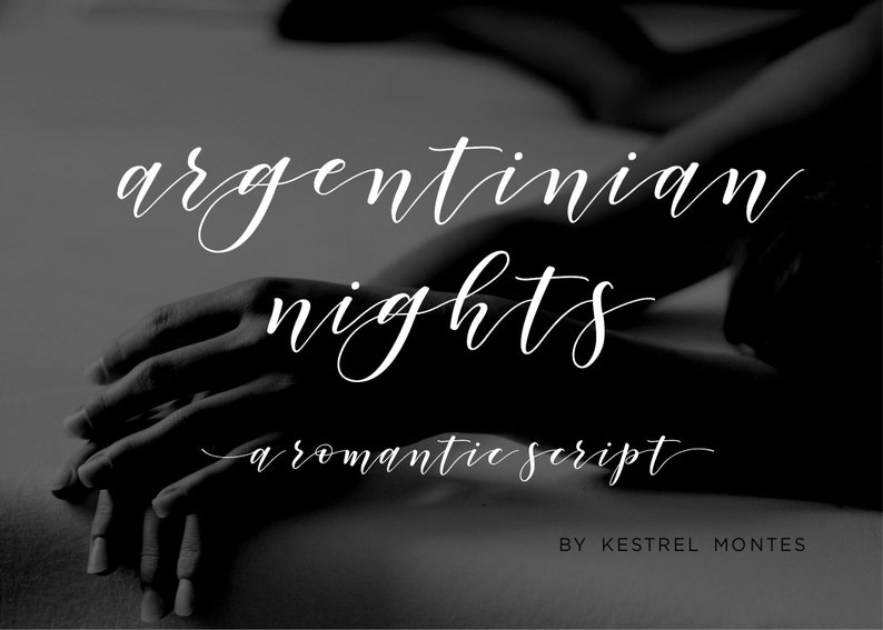 Calligraphy Font by Kestrel Montes, Argentinian Nights, Handlettered Calligraphy Font, Commercial Web Font, Wedding Invitation Swashes Font image 1