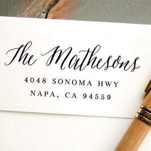 Self Inking Stamp, Custom Rubber Stamp, Custom Address Stamp, Custom Stamp, Return Address Stamp, Bridal Shower Gift, Hand Calligraphy Look