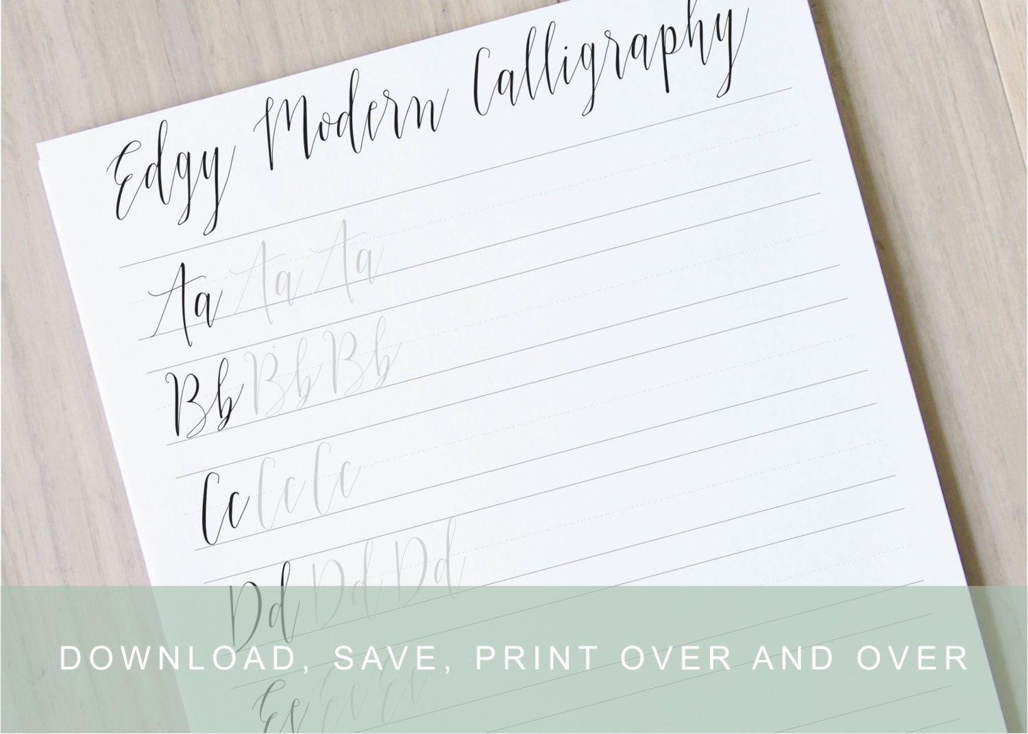 Edgy Modern Calligraphy Practice Worksheets (PDF Pattern)