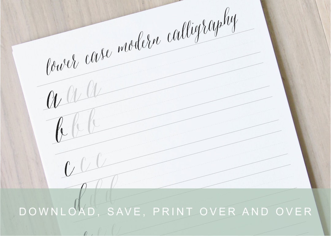 Lower Case Modern Calligraphy Worksheet, Learn Calligraphy Printable ...