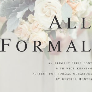 Fuente de boda digital por Kestrel Montes All Formal Serif Font, Installable Font File, DIY wedding invitation font, business logo font