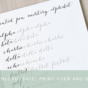 Fortgeschrittener Pointed Pen Lettering Arbeitsblatt, Lettering Praxisleitfaden, Kalligraphie Tutorial, Kalligraphie lernen, moderne Kalligraphie Praxis