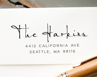 Self Inking Address Stamp, Custom Rubber Stamp, Personalized Address Stamp, Return Address Stamp, Housewarming, Wedding Hand Calligraphy