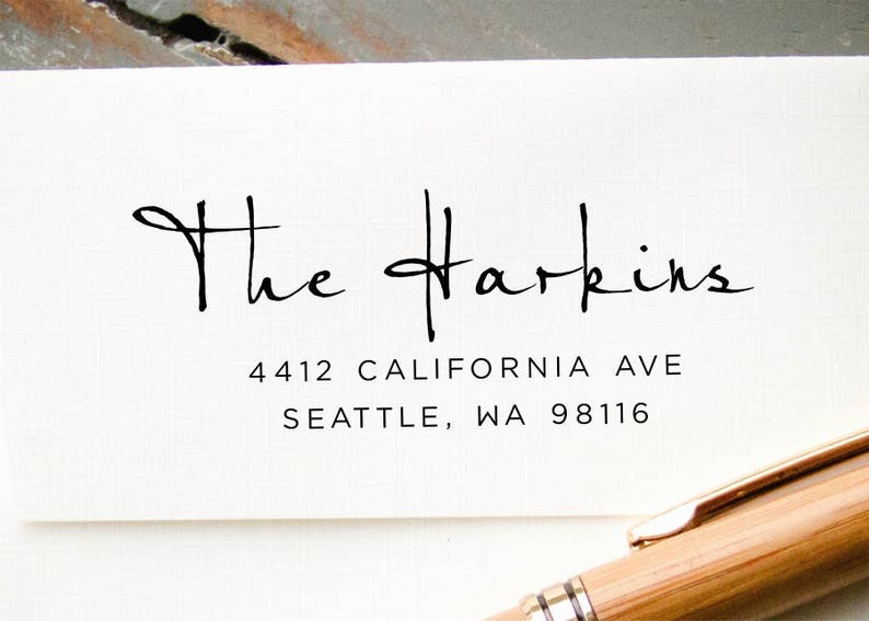 Self Inking Address Stamp, Custom Rubber Stamp, Personalized Address Stamp, Return Address Stamp, Housewarming, Wedding Hand Calligraphy 