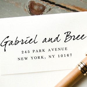 Zelfinktende adresstempel, retouradres gepersonaliseerde rubberen stempel, modern handgeschreven lettertype, housewarmingcadeau, gepersonaliseerde enveloppen