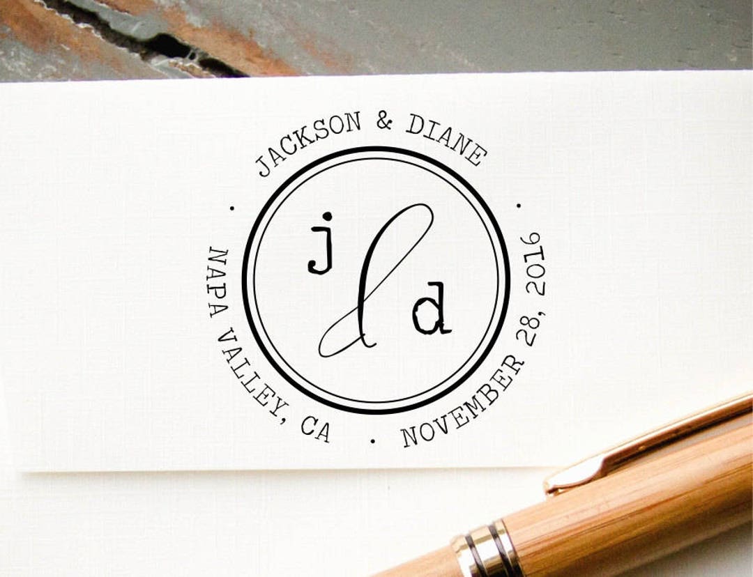 Personalized Round Save the Date Stamp: Self-inking Wedding ...