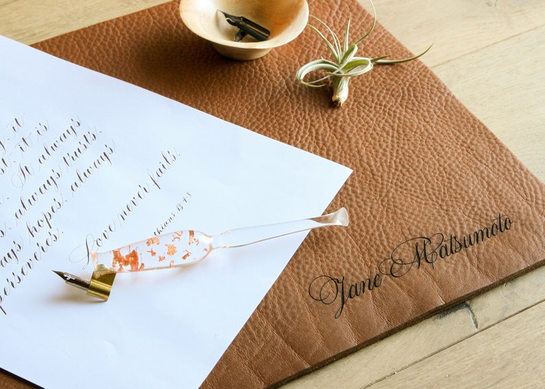 Monogrammed Leather Desk Mat Writing Pad Blotter