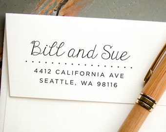 Sello de dirección de devolución de tinta automática, sello personalizado, sello personalizado, sello de dirección personalizado: nueva pareja, compromiso, invitación de boda