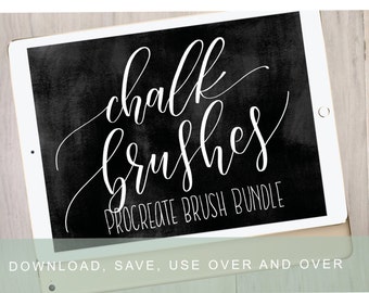 Procreate Brush Bundle | Chalk Lettering Brushes | Brushes for iPad Pro Procreate App | Digital Chalk Board Art