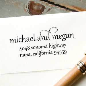 Self Inking Return Address Stamp, Personalized Stamp, Custom Address Stamp, Engagement Gift, Bridal Shower Gift, Hand Calligraphy Font image 1