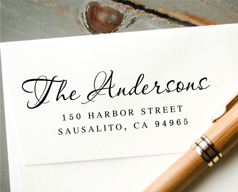 Self Inking Return Address Stamp, Custom Stamp, Personalized Stamp, Custom Rubber Stamp, Wedding Stamp, Engagement Gift, Calligraphy image 2