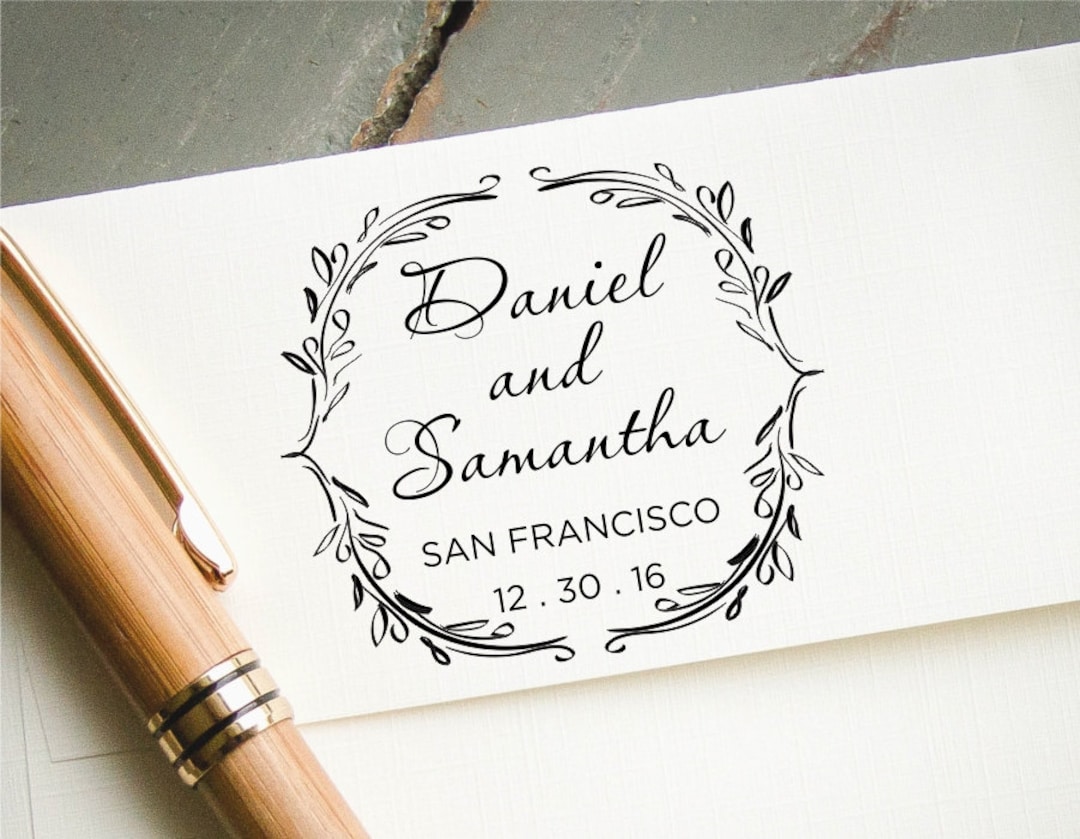 Round Save the Date Stamp, Self-inking Custom Rubber Stamp, Wedding ...