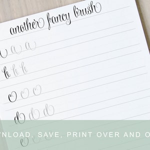 Another Fancy Lower Case Brush Lettering Worksheets, Calligraphy Tutorial, Learn Brush Lettering, Printable Calligraphy Practice Sheets