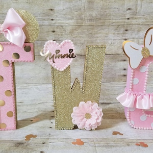 Pink and gold Minnie Mouse party,Pink and gold Minnie Mouse Party, ,Pink and gold party,letters decorations,