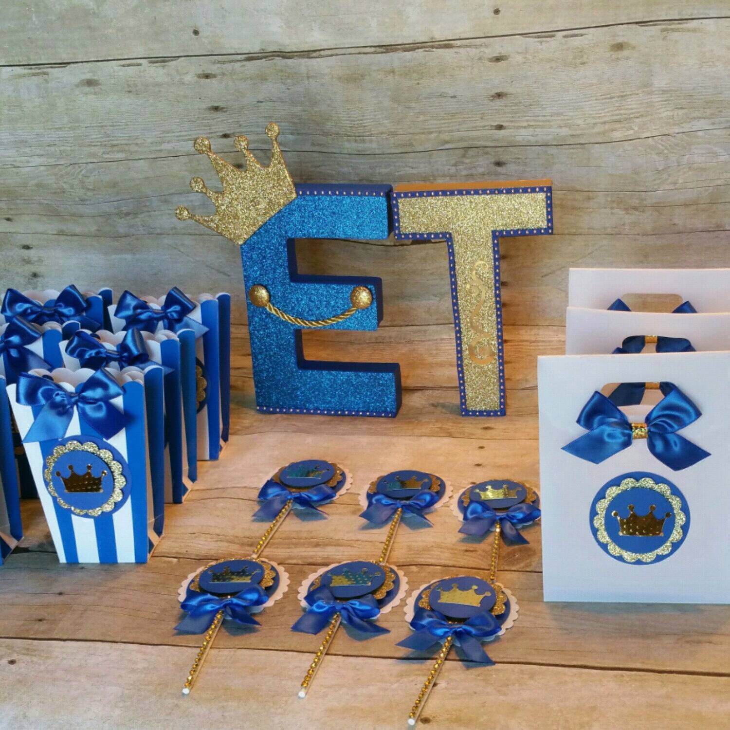 Royal Blue Gold Party Prince Party Favor Crowntreat Bags Baby