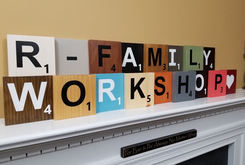 Wood Scrabble Letter Tiles Large Hanging Or Display Wall Art Image 0
