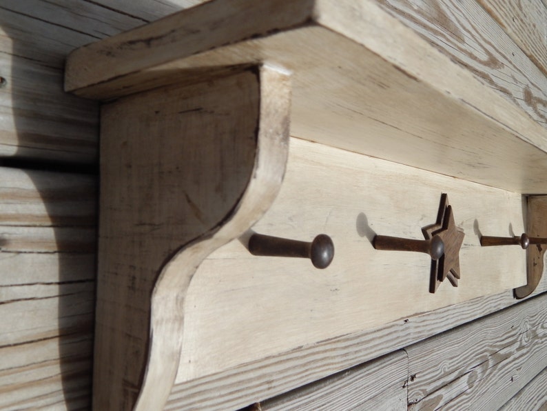 Distressed and Rustic Country Shelf Coat Rack in White with Etsy