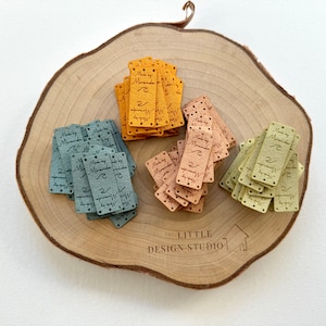 Überklappbare vegane Wildlederetiketten 1,8 cm x 4,5 cm