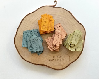 Überklappbare vegane Wildlederetiketten 1,8 cm x 4,5 cm