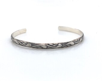 Sterling Silver Swirl Cuff Bracelet, Paisley Cuff, Stacking Bracelet, Stackable Cuff Bracelet, Minimalist, Patterned Silver, .925 Sterling