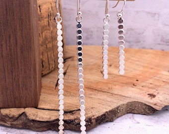 Sterling Silver Stick Earrings, Dangle Earrings, Silver Bar Earring, Silver Bead Wire, Minimalist Earring, Bar Earring, Sterling 925