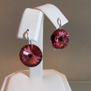 Swarovski Crystal Earring, Crystal Earring, Pink Crystal, Swarovski Crystal, Pink Dangle, Rose, Drop, Wedding, Bridesmaid, Silver, Earring,