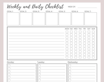 Checklist Template Planner Printable Daily Planner Task - Etsy