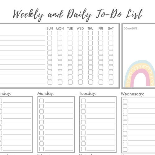 Self-customizable Weekly & Daily Checklist Fillable PDF - Etsy