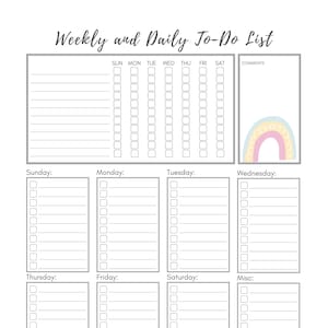 Self-Customizable Weekly & Daily Checklist, Fillable PDF, Printable Checklist, Task Schedule, Daily, Weekly, Editable, Printable, Tracker