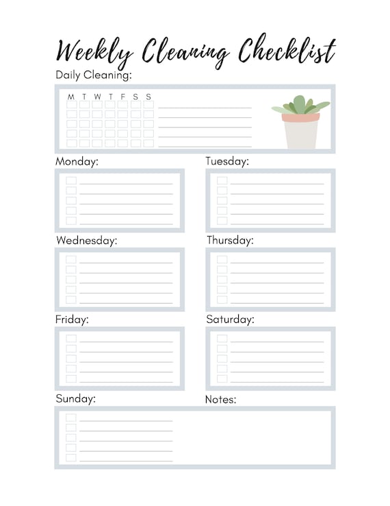 Editable Cleaning Schedule Printable Cleaning Checklist -  Norway