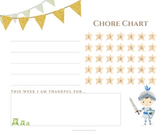 Kid's Chore Chart, Kid's Weekly Chores, Weekly Checklist, Chore, Kids, Boy, List, Chore Chart, Children's Design, Knight, Simplistic
