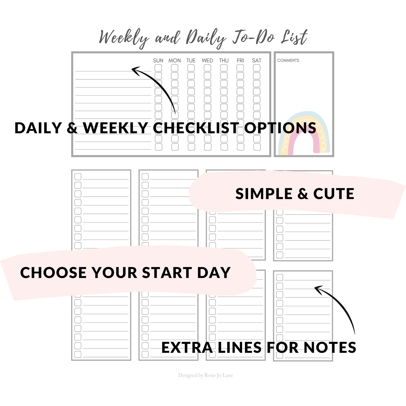 Self-customizable Weekly & Daily Checklist, Fillable PDF, Printable ...