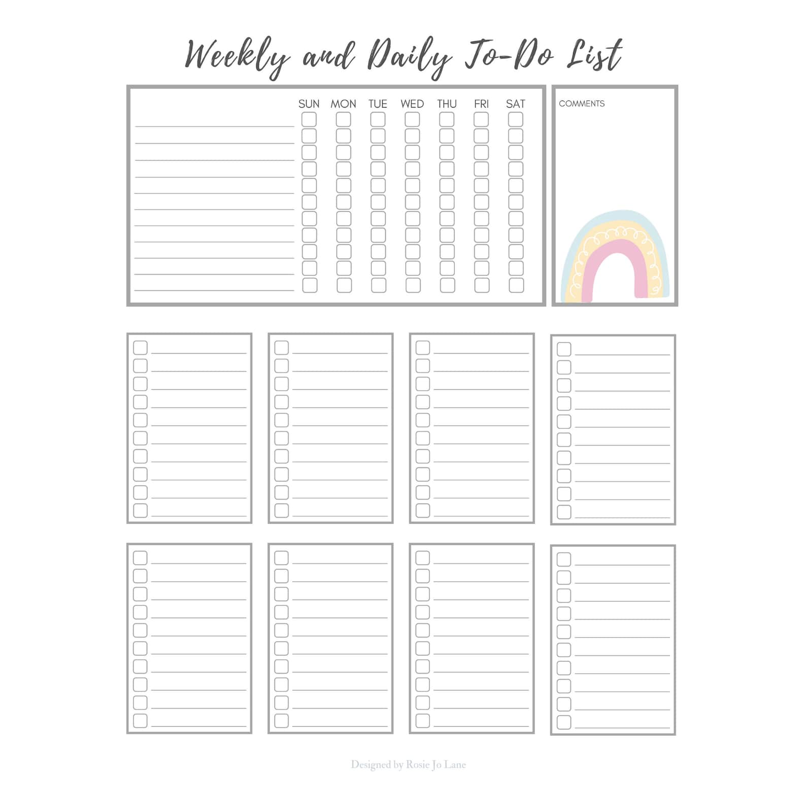 Self-customizable Weekly & Daily Checklist, Fillable PDF, Printable ...