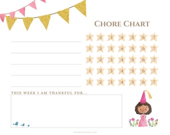 Kid's Chore Chart, Kid's Weekly Chores, Weekly Checklist, Chore, Kids, Girl's, List, Chore Chart, Children's Design, Princess, Simplistic