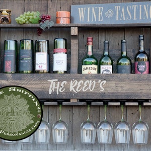 8 Bottle Wine Rack Inverted Wall Mounted Wine Rack / Wine Glass Rack Wooden Wine Rack Free Shipping/cyber sale image 2