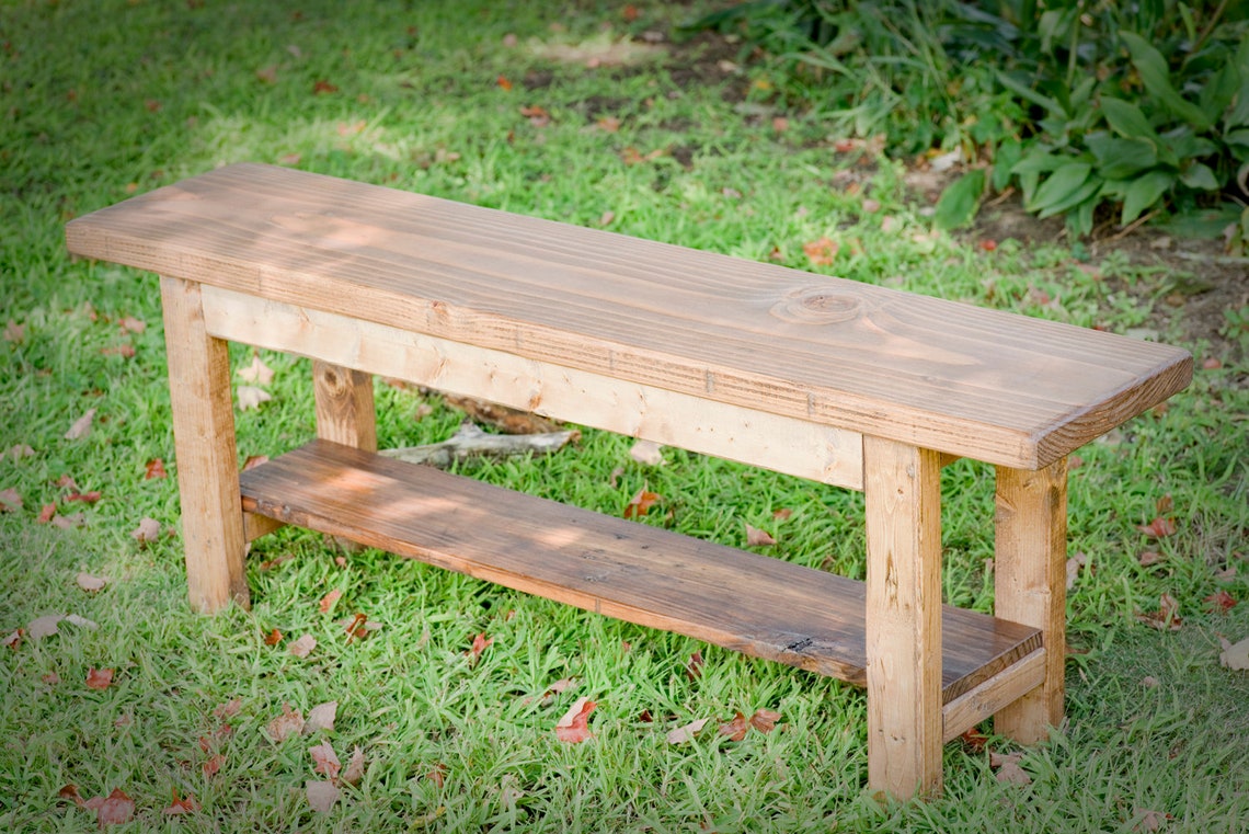 Rustic Wood Entryway Bench With Storage Farmhouse Dining Etsy