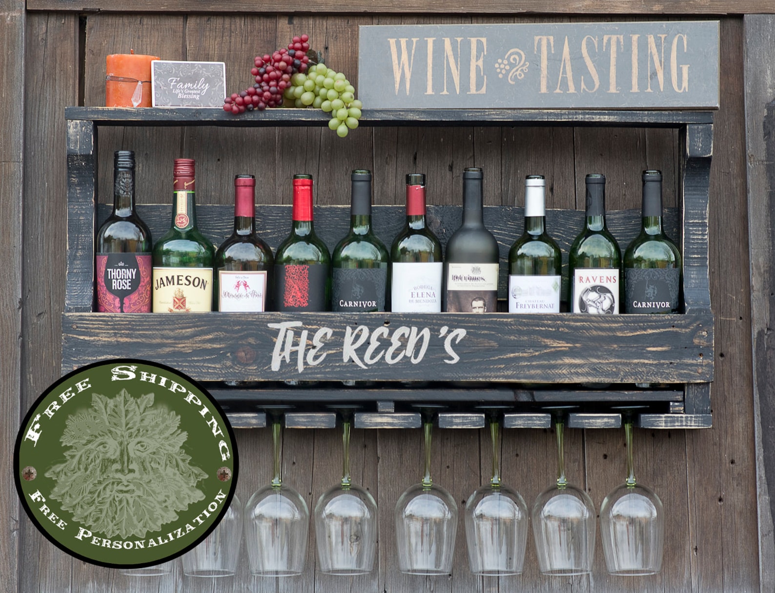 Rustic Wine Rack Wedding Gift Wood Distressed painted Etsy