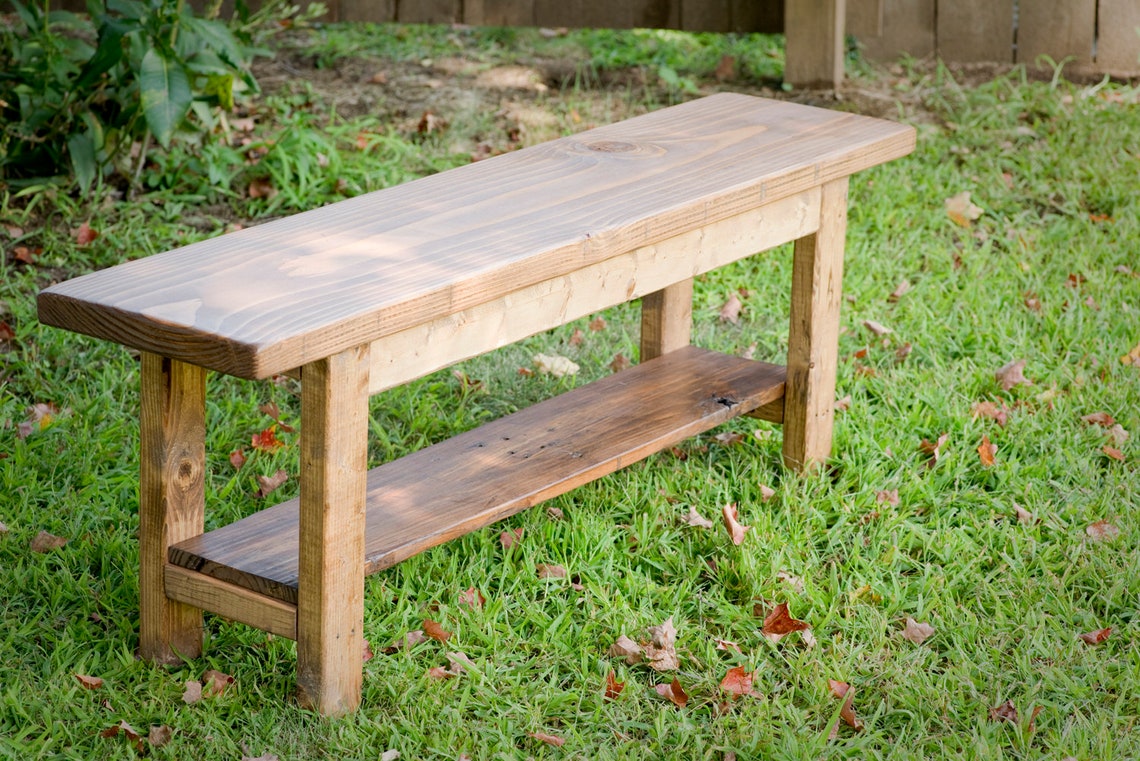 Rustic Wood Entryway Bench With Storage Farmhouse Dining Etsy