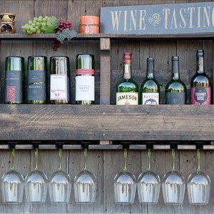 8 Bottle Wine Rack Inverted Wall Mounted Wine Rack / Wine Glass Rack Wooden Wine Rack Free Shipping/cyber sale image 6