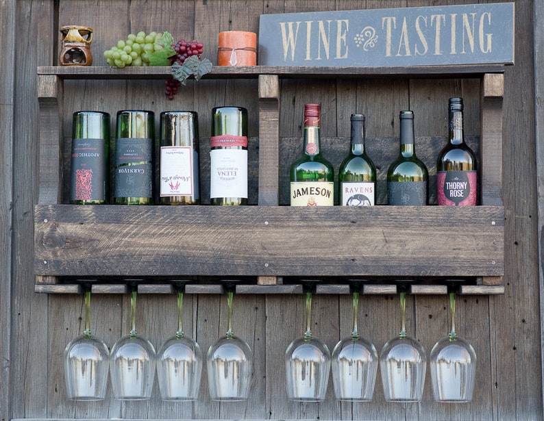 8 Bottle Wine Rack Inverted Wall Mounted Wine Rack / Wine Glass Rack Wooden Wine Rack Free Shipping/cyber sale image 6