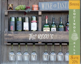 Casier à bouteilles inversé pour 8 bouteilles | Casier à bouteilles mural / Casier à verres à vin | Casier à bouteilles en bois | Livraison gratuite/cybervente