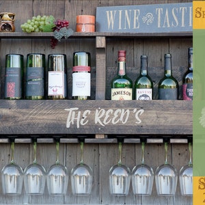 8 Bottle Wine Rack Inverted Wall Mounted Wine Rack / Wine Glass Rack Wooden Wine Rack Free Shipping/cyber sale image 1