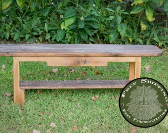 Banc d'entrée en bois de palette avec rangement, banc de salle à manger de ferme, siège de banc en bois, banc de cuisine en bois, banc de couloir en palette, banc de jardin