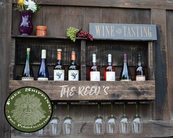 Gift for Her Wine Rack, Personalized Wine Rack, Pallet Wine Rack