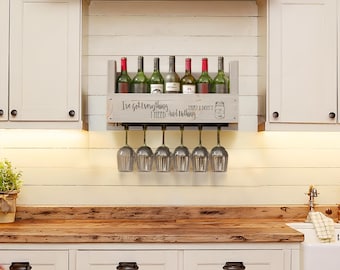 TOPLESS Wine Rack | Personalized | Wedding Gift | Rustic | Wooden | Newlywed Gift | Wall | Wood | Metal | Table | House Warming Gift