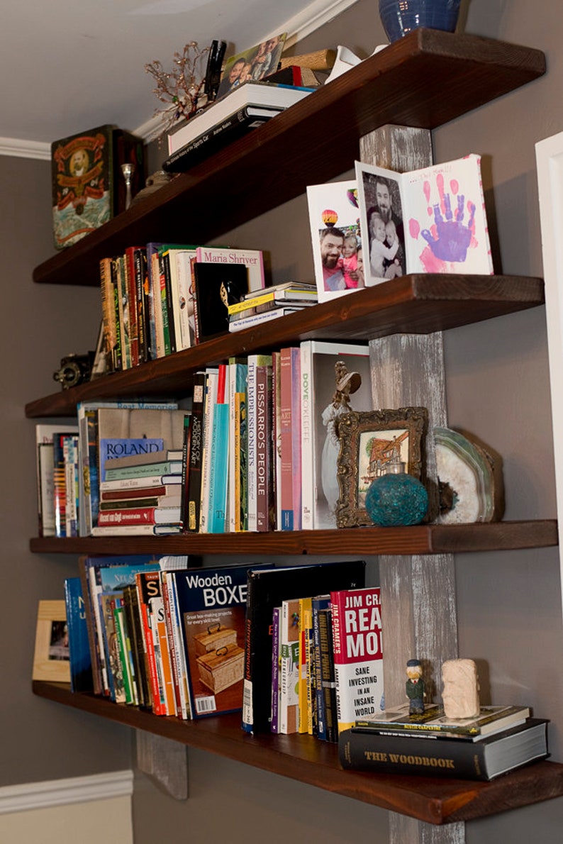 Wood Shelves Rustic Floating shelves Book shelves Kitchen Etsy