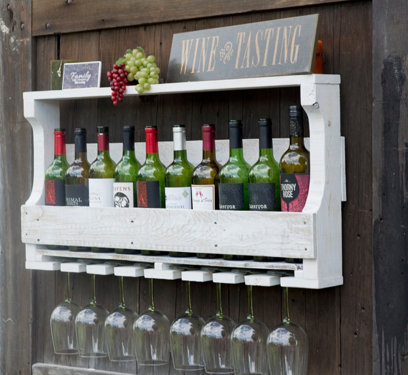 Rustic Wine Rack Wedding Gift Wood Distressed painted Etsy