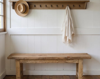 Rustic Wood Entryway Bench Farmhouse Dining Bench Industrial Wooden Bench Reclaimed Wood Kitchen Bench Wooden Hallway Garden Bench
