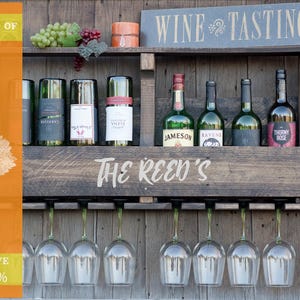 8 Bottle Wine Rack Inverted | Wall Mounted Wine Rack / Wine Glass Rack | Wooden Wine Rack | Free Shipping/cyber sale