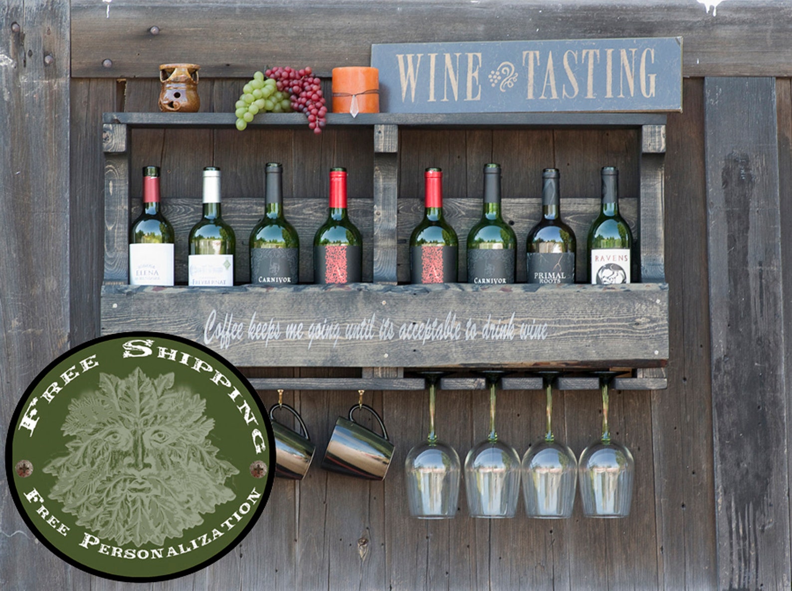 Personalized Gift Wedding Gift Wine Rack Gift Rustic Etsy